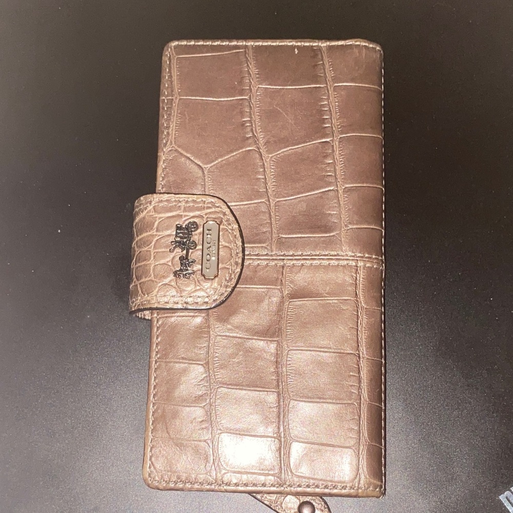 Coach Croc-Embossed Tan Phone Case